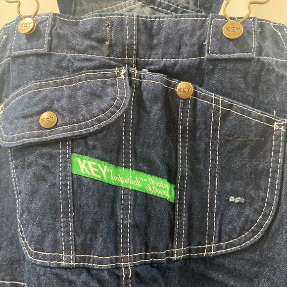 KEY denim overalls bibs outdoor hardworking farm hand Waist 42  x Length 29 - Picture 7 of 12